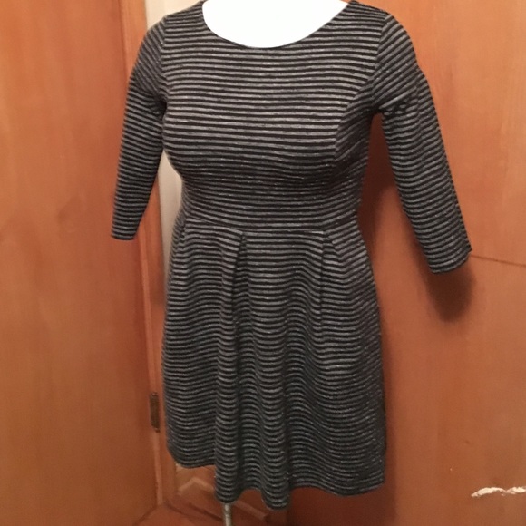 Striped knit long sleeve dress