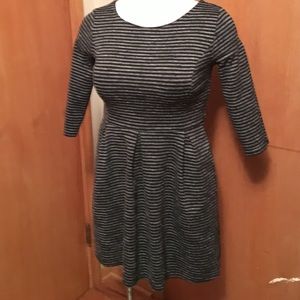 Striped knit long sleeve dress