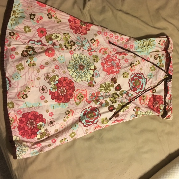 Size 6 strapless pink with brown trim dress! - Picture 1 of 2