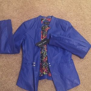 Electric blue leather jacket