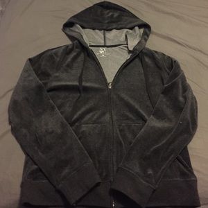 Grey Velour Hoodie