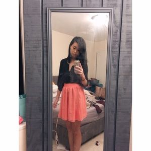 Coral Chiffon Skater Skirt