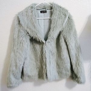 Mint green faux fur coat