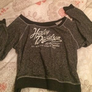 Harley Davidson sweatshirt.