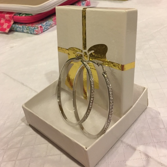 Sterling Silver Cubic Zarconia Hoop Earrings