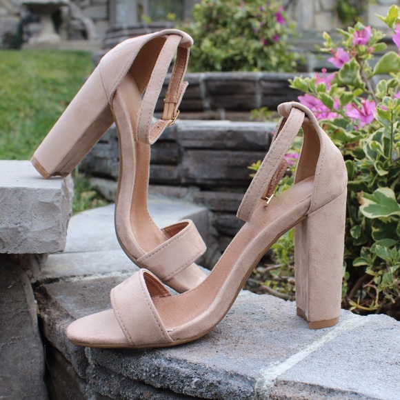 LAST PAIRS Taupe Chunky Heel Ankle Strap Sandal - Picture 2 of 5