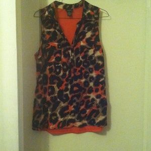 Orange leopard print shirt