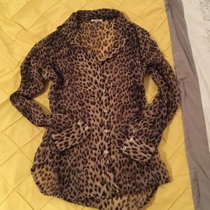 Buffalo David Bitton, sheer leopard print blouse