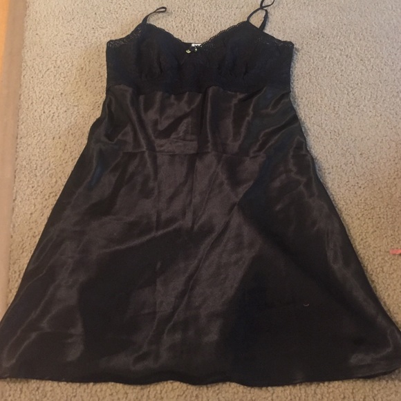 Black satin and lace slip