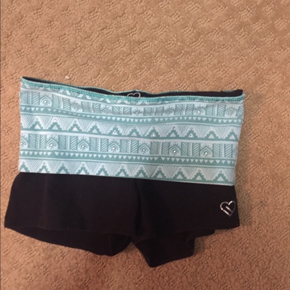 Black and blue yoga shorts