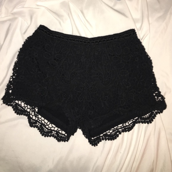 lace black shorts