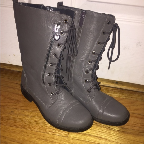 Grey combat boots