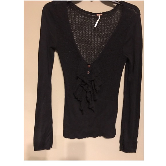 Free People Pointelle Ruffle Sweater - Picture 2 of 4