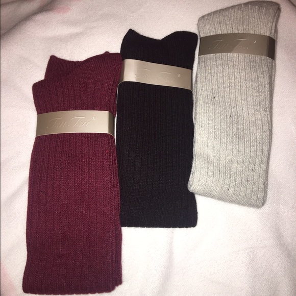 Thick knee high socks.