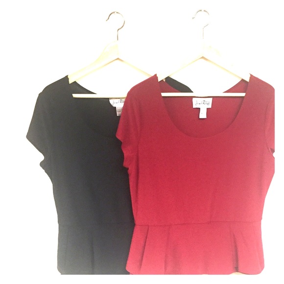 Joseph Ribkoff  2 peplum tops red and black! - Picture 1 of 1