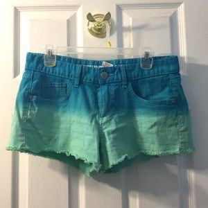 Blue ombré jean shorts