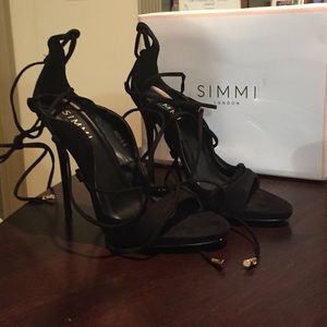 Simmi Black Lace Up Heels