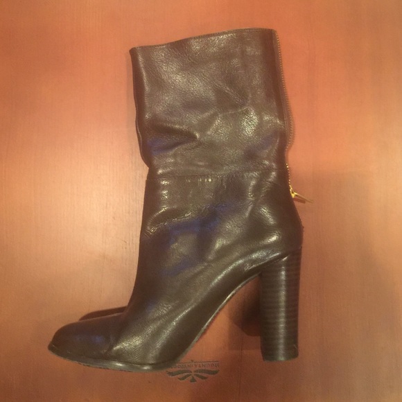 Brown leather boots