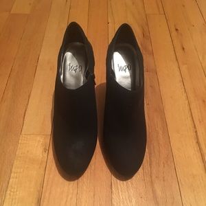 Impo black booties with detail design on back heel