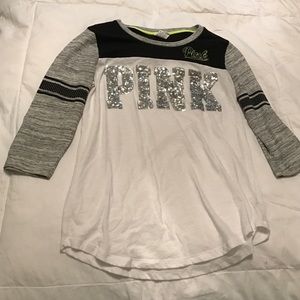 PINK white and black top.