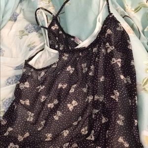 Sheer tank topracerback/soft white tank underneath