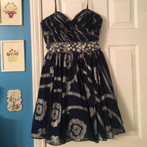 Short Navy Blue Formal Dress