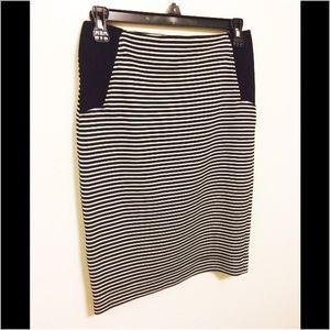 Pinstrip Skirt with contrast waist panels