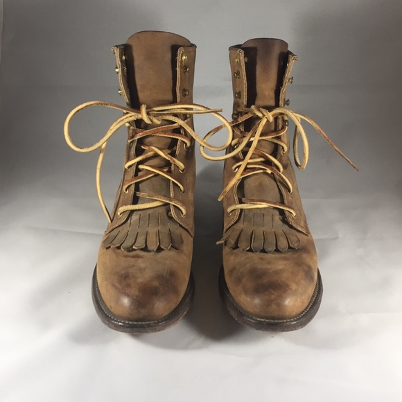 JUSTIN Lace-up Leather Roper Boot