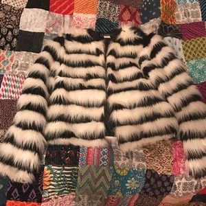 Fur coat black and white