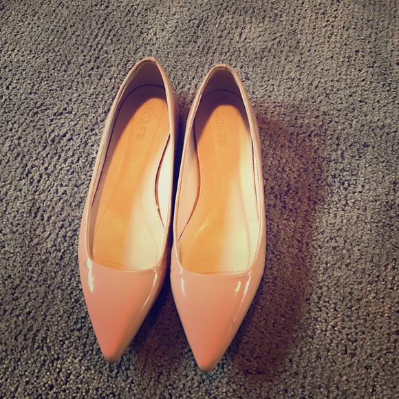 Beige patent leather flats