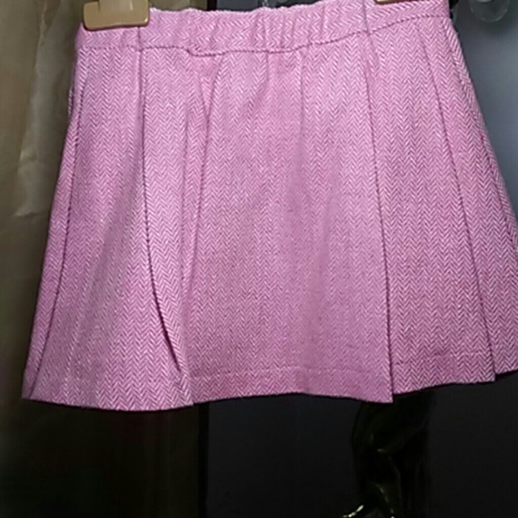 Girls Pink and Ivory Herringbone Skirt - Picture 2 of 4