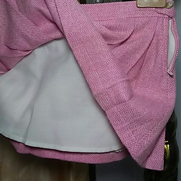 Girls Pink and Ivory Herringbone Skirt - Picture 3 of 4