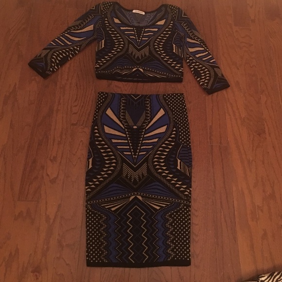 Two-piece multiple colored sweater and skirt set