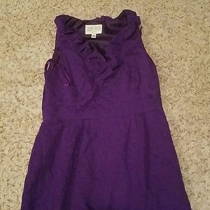 Purple ruffled collar sleeveless dress