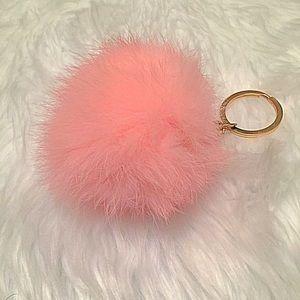 Girly premium pink Pom Pom faux fur keychain! 💕💓