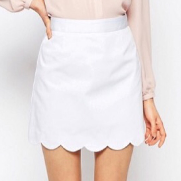 ASOS White A-line mini skirt with scallop hem