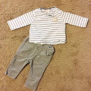Zara baby outfit - grey corduroy jeans & shirt