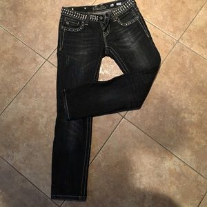 Miss Me dark wash studded skinny jeans