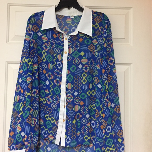 Multicolored button down blouse