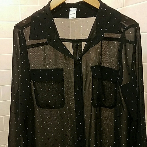 Sheer Polka Dot Button Down Shirt