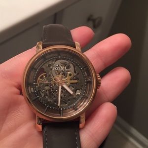 Fossil watch with brown leather band- never worn!