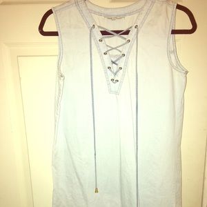 Tie-up front Chambray Dress