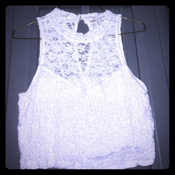 White lace crop top!