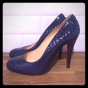 Navy snakeskin Christian Louboutin pumps