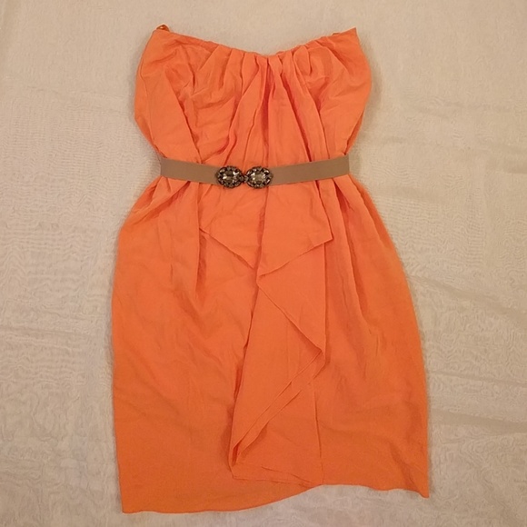 BCBGMAXAZRIA Silk Ruffle Strapless Cocktail Dress