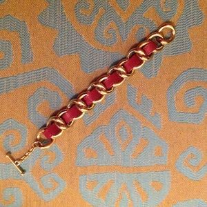 Gold and wine colored chain bracelet