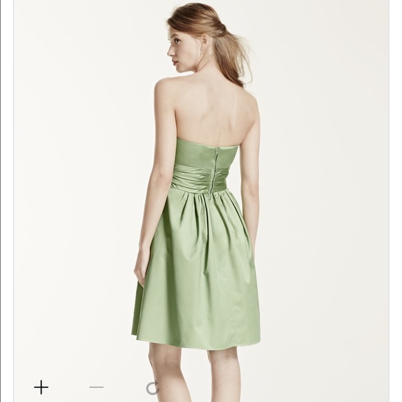 David's Bridal Cotton Sateen Short Ruched Dress 4 - Picture 2 of 4