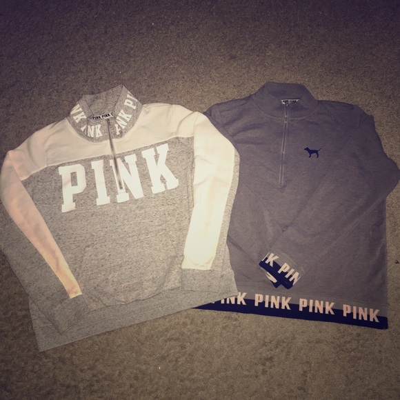 Two VS PINK Zip Up Pull Over Sweatshirt ..