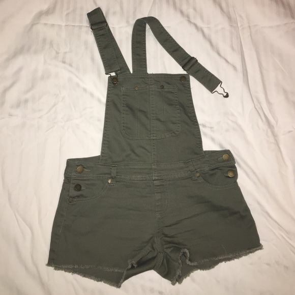 Army Green Overall Shorts