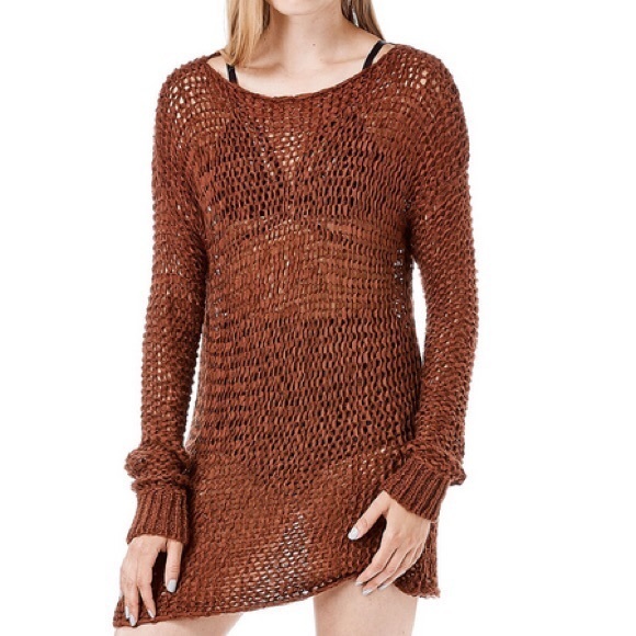 Unif open knit long sleeve sweater dress